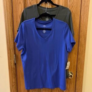 St. John's Bay Violet Blue and Olive Green V-Neck Short Sleeve Tees